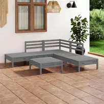Sodo poilsio baldų komplektas, 6 dalių, pilkas, pušies masyvas