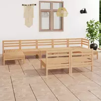 Sodo poilsio baldų komplektas, 9 dalių, pušies medienos masyvas