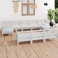Sodo poilsio baldų komplektas, 10 dalių, baltas, pušies masyvas