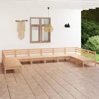 Sodo poilsio baldų komplektas, 10 dalių, pušies masyvas