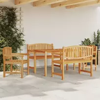 Sodo valgomojo baldų komplektas, 5 dalių, tikmedžio masyvas