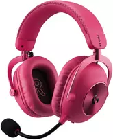 „Logitech“ žaidimų ausinės „PRO X 3 Lightspeed Magenta“ – belaidės, ant ausų, su erdvinio garso funkcija (981-001756)