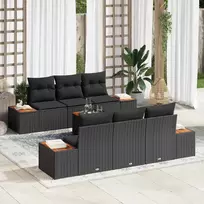 Sodo Sofų Rinkinys su pagalve 7 pcs Juoda Poli ratanas