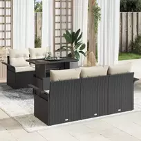 Sodo Sofų Rinkinys su pagalve 6 pcs Juoda Poli ratanas