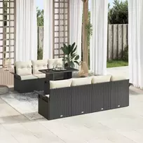Sodo Sofų Rinkinys su pagalve 8 pcs Juoda Poli ratanas