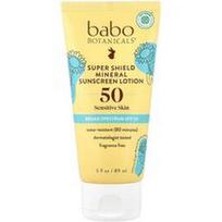 Babo Botanicals, Super Shield mineralinis losjonas nuo saulės, SPF 50, be kvapiųjų medžiagų, 3 fl oz (89 ml)