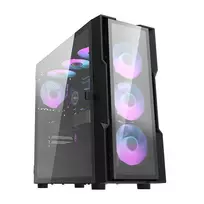 Darkflash DK431 Stiklo kompiuterio korpusas (juodas) + 4 RGB ventiliatoriai universalūs