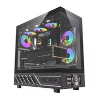 DarkFlash DS950V kompiuterio korpusas su ekranu (juodas) + 6 universalūs ventiliatoriai