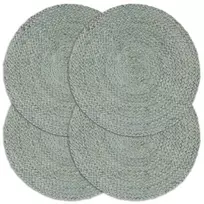 Stalo kilimėliai, 4 vnt., žali, 38cm, džiutas, apvalūs