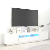 Televizoriaus spintelė su LED apšvietimu, balta, 200x35x40cm