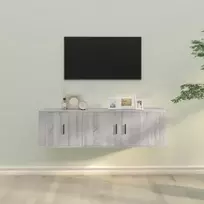 TV spintelių komplektas, 2 dalių, pilkas ąžuolo, mediena