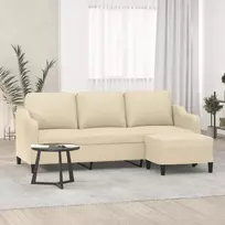 Trivietė sofa su pakoja, kreminės spalvos, 180cm, audinys