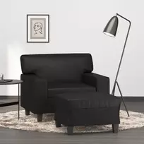 Krėslas su pakoja, juodos spalvos, 60cm, dirbtinė oda
