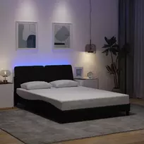 Lovos rėmas su LED be čiužinio, juodos spalvos, 140x190 cm