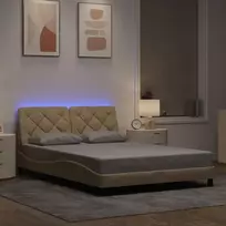 Lovos rėmas su LED be čiužinio, kreminės spalvos, 140x200 cm