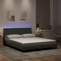 Lovos rėmas su LED be čiužinio, Hanko, šviesiai pilkos spalvos, 160x200cm, aksomas