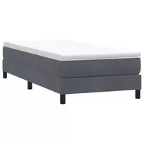 Box Spring Lova be čiužinio Tamsiai pilka 90x210 cm aksomas