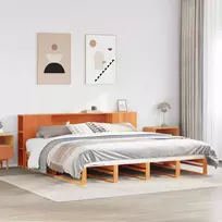Lova su knygų spinta be čiužinio, rudas, 200x200cm, pušis