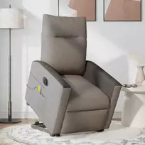 Atsistojantis elektrinis masažinis krėslas, taupe, audinys