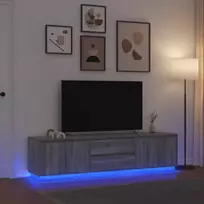 Televizoriaus spintelė su LED, pilka ąžuolo, 193,5x41x50 cm