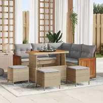 Sodo Sofų Rinkinys su pagalve 9 pcs Bežinė ir šviesiai pilka