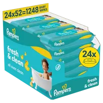 Pampers Fresh Clean Plastic Free Servetėlės Kūdikiams, 24 Pakuotė, 1248 Servetėlės