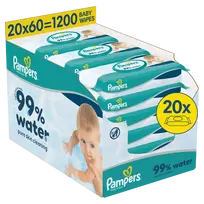 Pampers Aqua Servetėlės Kūdikiams, 20 Pakuotė, 1200 Servetėlės