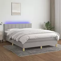 Lova su spyruoklėmis/čiužiniu/LED, pilka, 140x200 cm, audinys