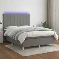 Lova su spyruoklėmis/čiužiniu/LED, pilka, 140x200 cm, audinys