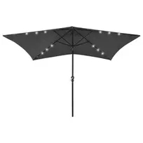 Sodo skėtis nuo saulės su LED/plieniniu stulpu, antracito, 2x3m