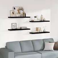 Pakabinamos lentynos, 4vnt., juodos, 90x23,5x3,8cm, MDF
