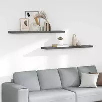 Pakabinamos lentynos, 2vnt., pilkos, 120x23,5x3,8cm, MDF