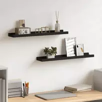 Lentynos nuotraukų rėmeliams, 2vnt., juodos, 60x9x3cm, MDF