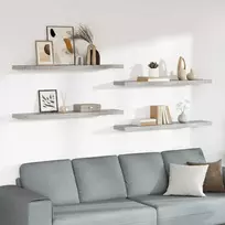 Pakabinamos lentynos, 4vnt., pilkos, 120x23,5x3,8cm, MDF