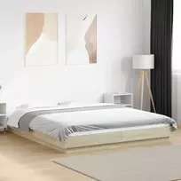 Lovos rėmas su LED, ąžuolo, 150x200cm, apdirbta mediena
