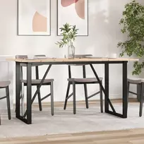Valgomojo stalas, 140x80x75cm, pušis ir plieninis, O formos rėmas