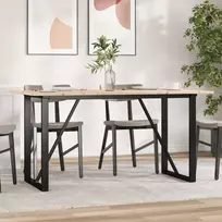 Valgomojo stalas, 160x80x75cm, pušis ir plieninis, O formos rėmas