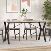 Valgomojo stalas, 140x80x75cm, pušis ir plieninis, Y formos rėmas