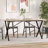 Valgomojo stalas, 160x80x75,5cm, pušis ir plieninis, X formos rėmas