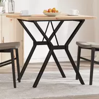 Valgomojo stalas, 80x80x75,5cm, pušis ir plieninis, Y formos rėmas