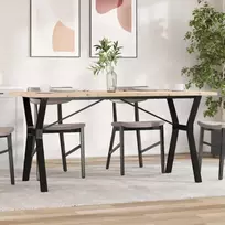 Valgomojo stalas, 140x80x75,5cm, pušis ir plieninis, Y formos rėmas