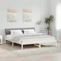 Lovos rėmas Balta ir šviesiai pilka 180 x 200 cm Pušies masyvas