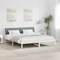 Lovos rėmas Balta ir šviesiai pilka 180 x 200 cm Pušies masyvas