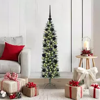 Dirbtinis lieknas Kalėdų medis su 150 LED Žalia ir balta 120 cm
