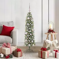 Dirbtinis lieknas Kalėdų medis su 150 LED Žalia ir balta 120 cm