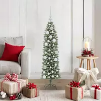 Dirbtinis lieknas Kalėdų medis su 150 LED Žalia ir balta 120 cm