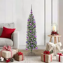 Dirbtinis lieknas Kalėdų medis su 150 LED Žalia ir balta 120 cm