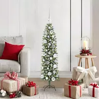 Dirbtinis lieknas Kalėdų medis su 150 LED Žalia ir balta 120 cm