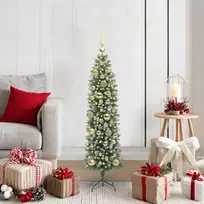 Dirbtinis lieknas Kalėdų medis su 150 LED Žalia ir balta 120 cm