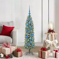 Dirbtinis lieknas Kalėdų medis su 150 LED Žalia ir balta 120 cm